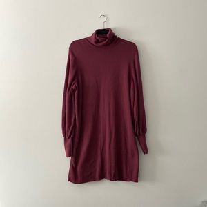 Wilfred Aritzia Rebecca Purple Plum Knit Turtleneck Sweater Dress Size Large